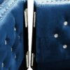 Wide Sofa With Jeweled Buttons, Square Arm, 2 Pillows - Blue - Image 11