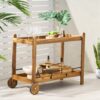 Bar Cart With Wine Bottle Holders, - Black - Image 2