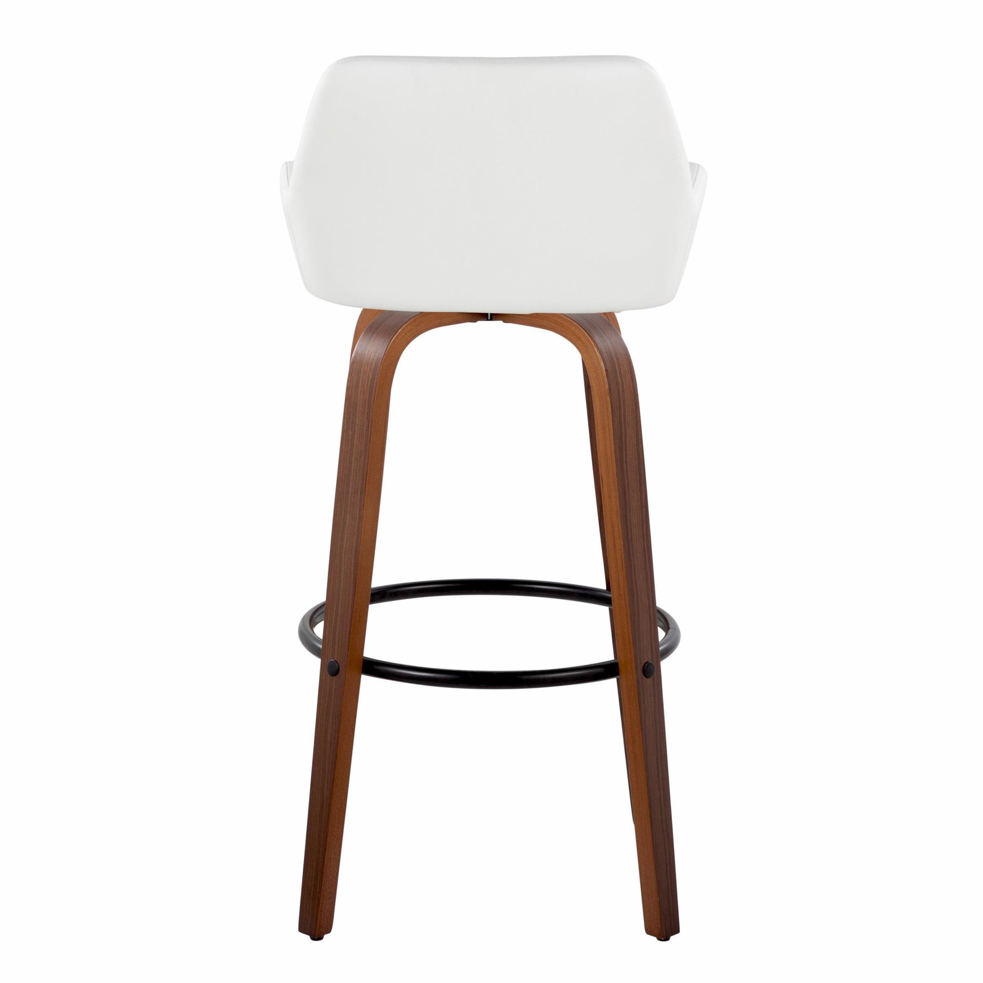 Daniella - Contemporary Fixed Height Barstool With Swivel And Round Footrest (Set of 2) - Walnut / White - Image 5