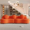 Modern Living Room Sofa Lamb Velvet Upholstered Couch Furniture For Home Or Office - Orange - Image 8