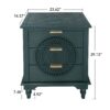 Hollow Carved 3 Drawer Dresser With Metal Handles, Storage Chest For Living Room Or Bedroom - Blackish Green - Image 3