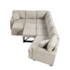L-Shaped Sofa Sectional Sofa Couch Pull-Out Sofa Bed With Charging Devices And Cup Holders For Living Room - Beige - Image 23