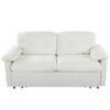 Modern Convertible Sleeper Sofa Bed With Pull Out Queen Design, Side Storage & Thick Cushions Chenille Loveseat For Living Room Or Bedroom 3 In 1 Function - Beige - Image 20
