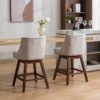 Counter Height Swivel Barstools, Upholstered Bar Stools (Set of 2) - Ivory - Image 14