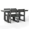 5 Piece Outdoor Dining Set For 4, Patio Table With Umbrella Hole And 4 Armrest Chairs For Backyard - Gray - Image 5