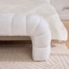 Modern Upholstered Armless Bed Bench, Channel Tufted Couch Daybed Chaise, Ivory Chenille - Ivory - Image 9