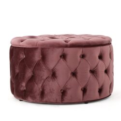 Modern Glam Ottoman With Button Tufted Diamond Stitch - Blush