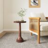 Modern Mango Wood Round End Table With Pedestal Base - Honey - Image 2