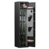 3 - 4 Gun Safe For Rifles And Pistols, Quick Access Password Gun Safe, High Security Metal Rifle Safe Locker With Removable Shelf And 2 Adjustable Gun Slots - Black - Image 11