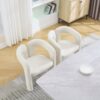 Contemporary Designed Velvet Fabric Upholstered Accent / Dining Chair Teddy Armchair (Set of 2) - Beige - Image 10