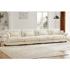 Super Comfort Oversized Modular Velvet Sectional Sofa With Ottoman - Cream - Image 4