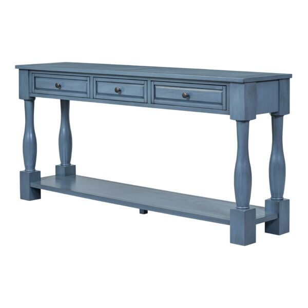Console Table Long Console Table With Drawers And Shelf For Entryway, Hallway, Living Room - Navy