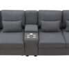 Upholstered Sofa With Console, 2 Cupholders And 2 USB Ports Wired Or Wirelessly Charged, Modern Linen Fabric Couches With 4 Pillows (4 Seat) - Dark Gray - Image 3