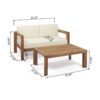 2 Piece Patio Set With Open-Back Loveseat And Coffee Table - Beige / Brown - Image 3