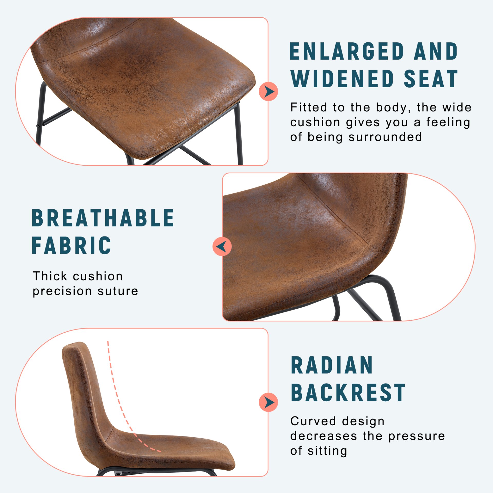 (Set of 4) Retro Chairs, Comfortable Bar Stools, Suitable For Industrial And Vintage Style Environments - Brown - Image 8