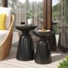 Serenita - Outdoor Iron Side Tables With Flared Design, (Set of 2) - Black - Image 4