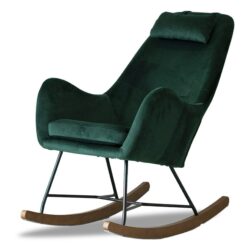 Chel - Mid-Century Modern Velvet Rocking Chair - Green