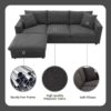 Modern Sectional Sofa, L-Shaped Couch Set With 2 Free Pillows, 4 Seat Polyester Fabric Couch Set With Convertible Ottoman - Dawn Gray - Image 18