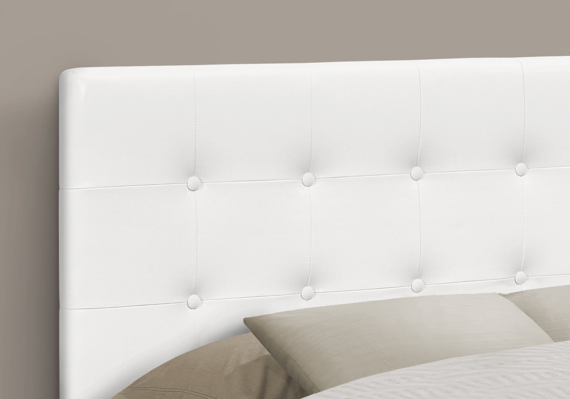 Full Size Headboard Only Upholstered Leather Look - White - Image 3