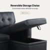 Lexi - Vegan Leather Modern Reversible Sleeper Sectional Sofa With Storage Chaise - Black - Image 15