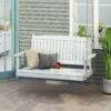 Tambora - Stylish Porch Swing With Acacia Wood And Metal - White - Image 5