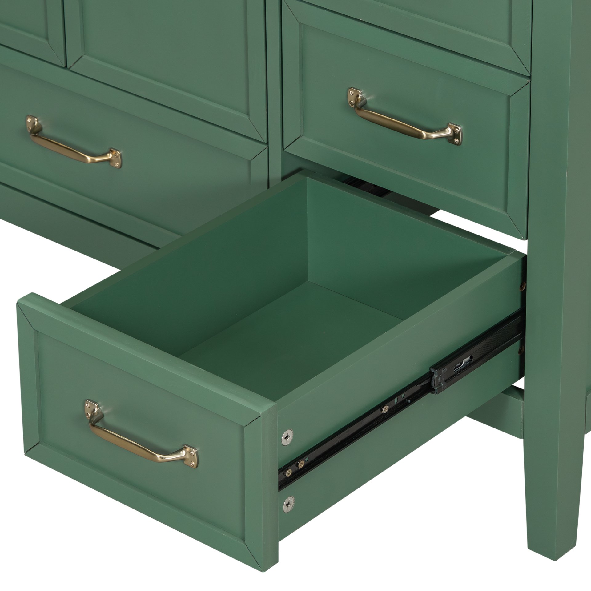 Elegant Vintage 36" Bathroom Vanity With Sink And Soft Closing Door, 4 Drawers Of Different Sizes Frame - Green - Image 21