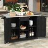 Outdoor Kitchen Island Fir Wood Kitchen Island With Stainless Steel Top, Ample Storage Space, Towel And Spice Racks And A Bottle Opener For Outdoor - Black - Image 10