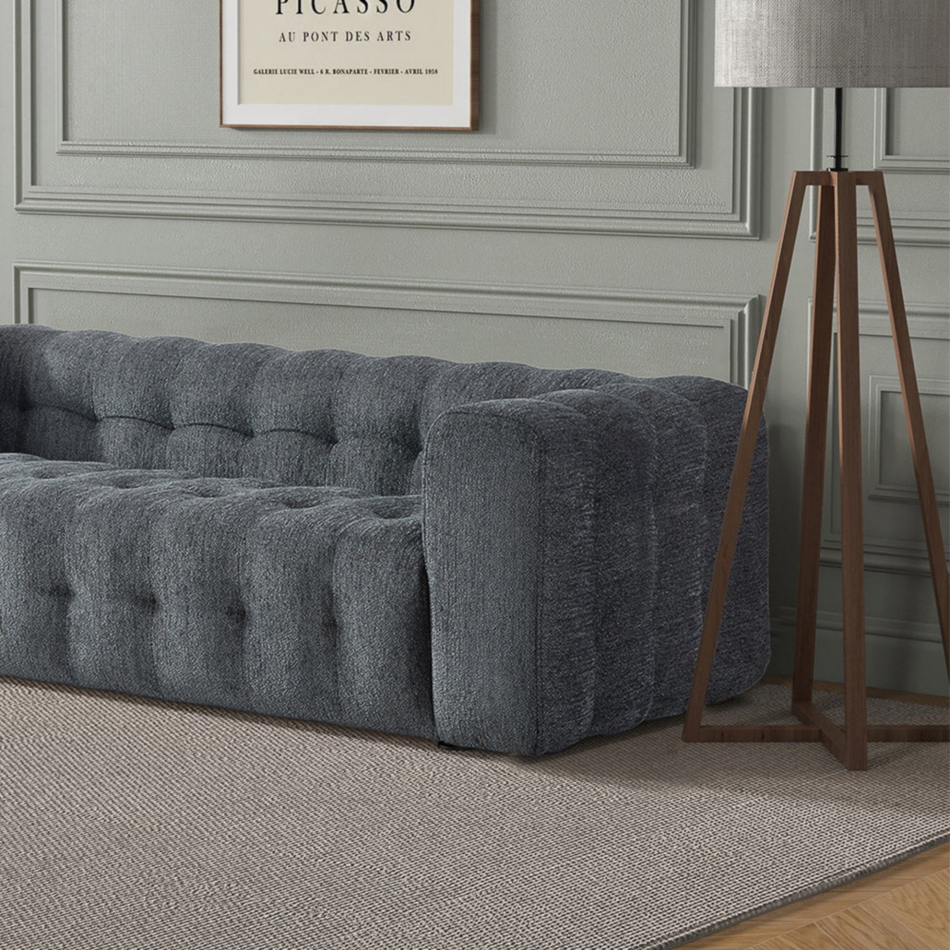 Eden - Modern Tufted Chesterfield Sofa - Gray - Image 9