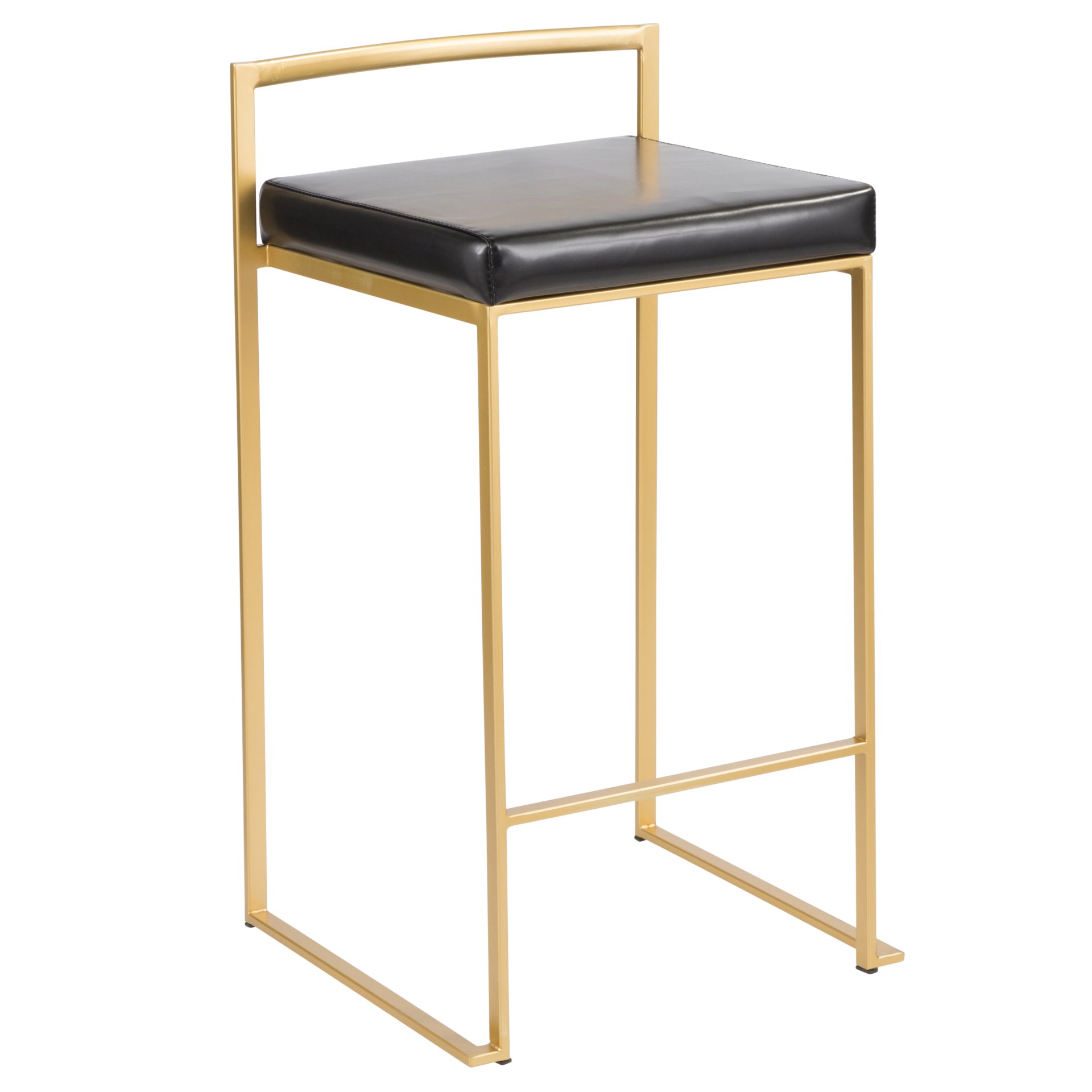 Fuji - Contemporary Counter Stool (Set of 3) - Black / Gold - Image 2