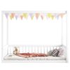 Full Size Canopy Frame Floor Bed With Fence, Guardrails - White - Image 13