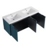 Contemporary Wall Mounted Bathroom Vanity With Resin Double Sink - Lake Blue - Image 16