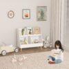 Kids Bookshelf And Toy Organizer, 5 Cubbies Wooden Open Bookcase, 2-Tier Baby Storage Display Organizer With Legs, Free Standing For Playing Room, Bedroom, Nursery, Classroom - White - Image 11