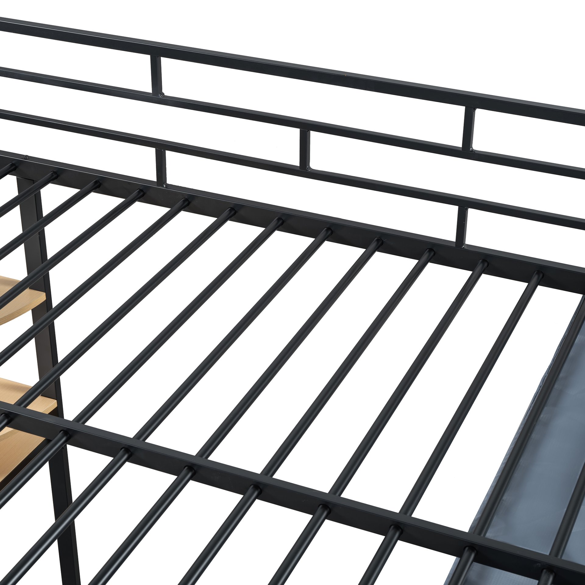 Full Size Loft Bed With Desk, Shelves, Power Outlet, LED Light And Wardrobe - Black - Image 19