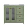 Bathroom Vanity With Two Soft Close Doors, Adjustable Shelves And Three Drawers - Green - Image 14
