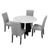 5 Piece Round Dining Table Set, Dining Table And 4 Upholstered Chairs For Dining Room, Kitchen Room, Living Room - White / Gray - Image 10