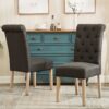 Amonia - 5 Piece Dining Set, Turned-Leg Dining Table With 4 Tufted Chairs - Beige Brown - Image 6