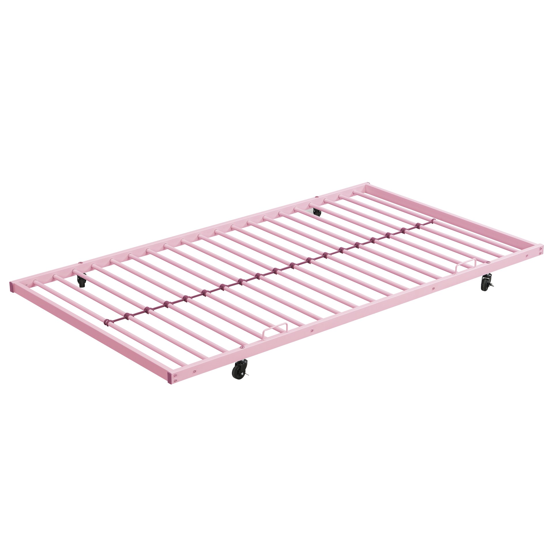 Modern Metal Bunk Bed With Trundle, Durable Steel, Twin Over Twin - Pink - Image 10