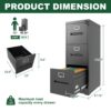Premium Metal 3 Drawer File Cabinet With Lock For A4 Legal / Letter Size Storage, Steel - Brushed Nickel - Image 3