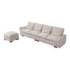 Modern Modular L Shaped Chenille Sofa Couch Reversible Ottoman With Storage Removable And Washable Cushions Sofa With USB Ports & Cup Holder For Living Room - Beige - Image 17