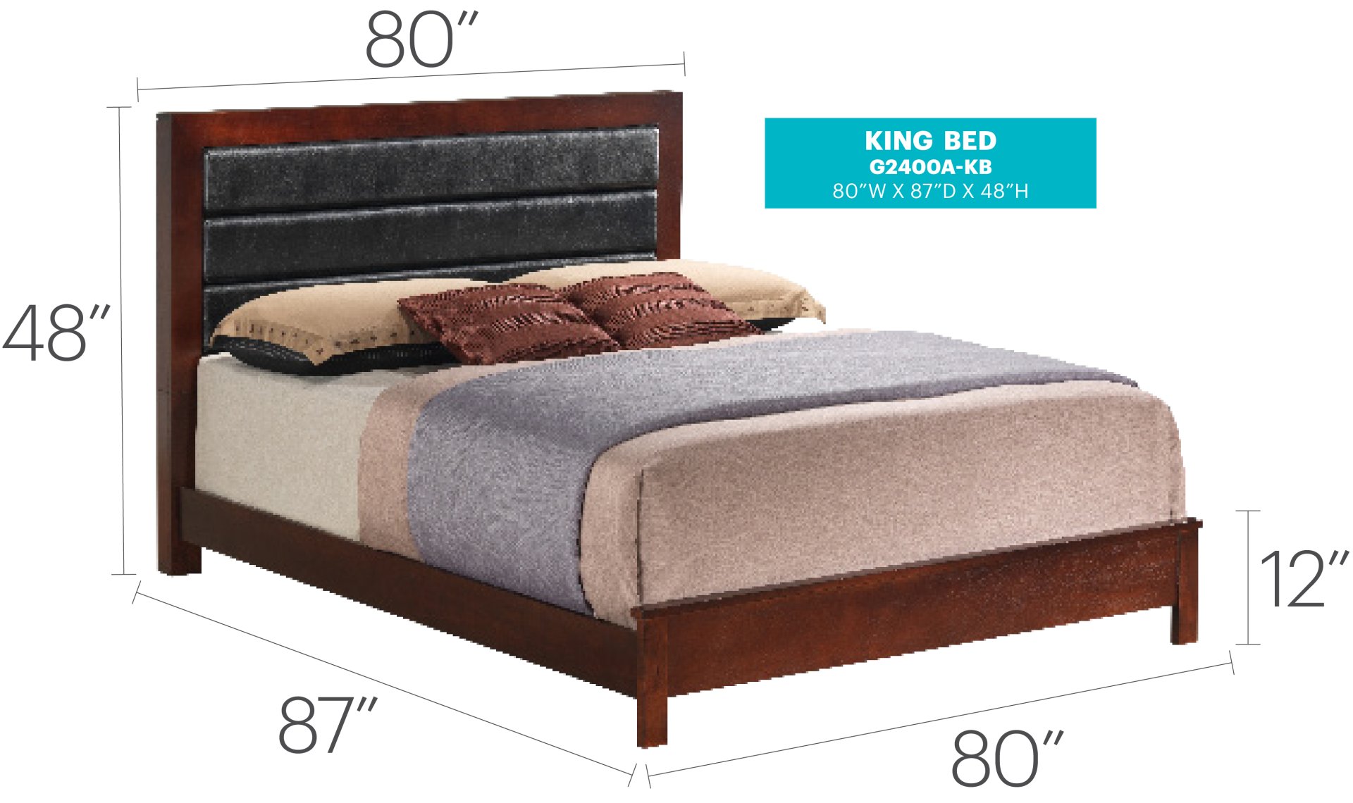 King Bed Charming Transitional - Cherry Hue - Image 5