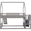 Twin Over Twin House Bunk Bed With Convertible Slide, Storage Staircase Can Be Placed Left Or Right - Gray - Image 8