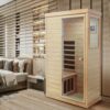 Hemlock Mini 1 Person Far Infrared Door On The Right Of The Indoor Sauna Room - Natural - Image 8