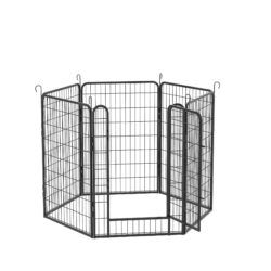 6 Panels Heavy Duty Metal Playpen With Door, Dog Fence Pet Exercise Pen For Outdoor, Indoor - Black