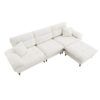 L Shaped Convertible Sectional Sofa 4 Seat Tufted Couch Set With Two Tone Adjust Legs Cloud Movable Ottoman - White - Image 5