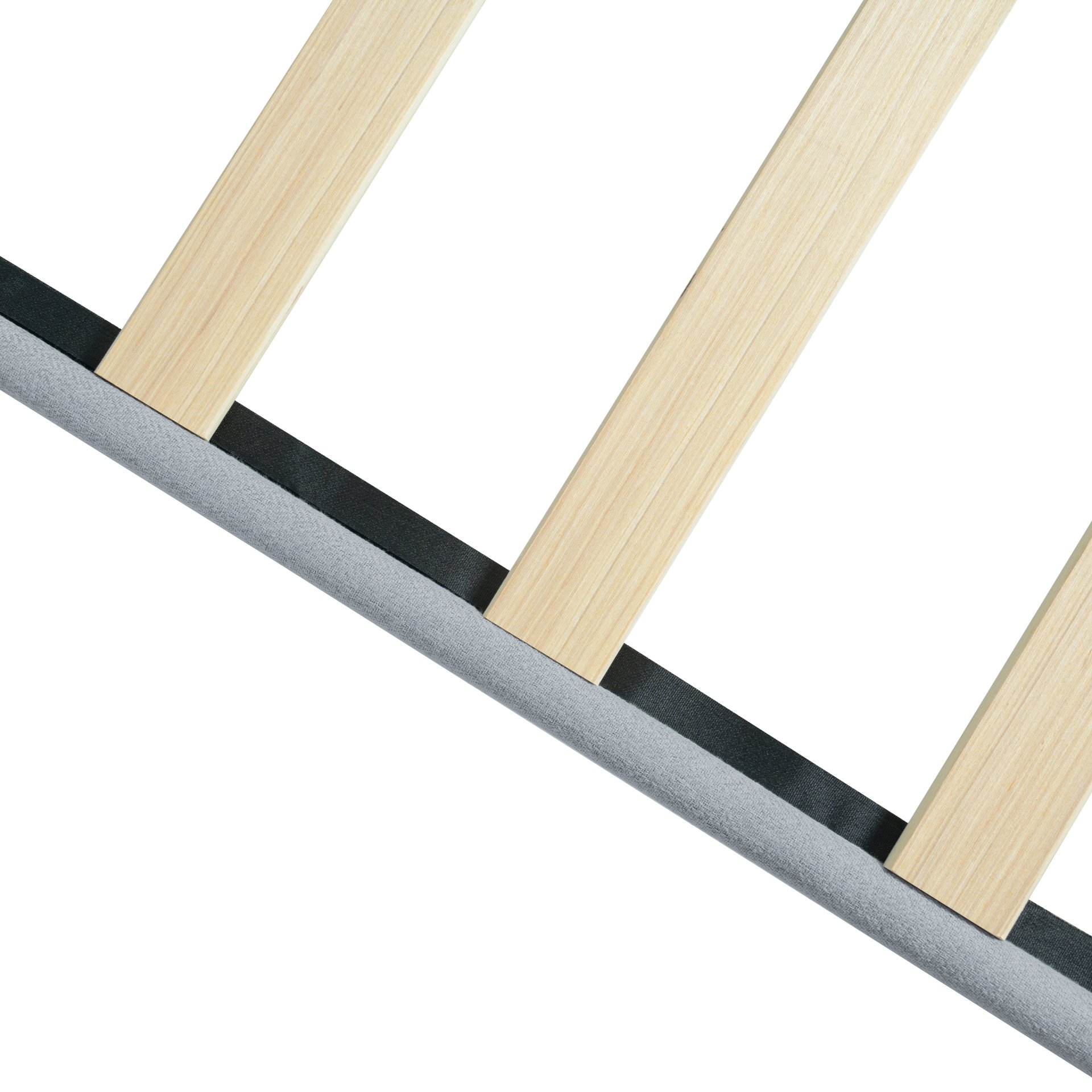 Modern Twin Size Upholstered Platform Bed Frame With Button Tufted Linen Fabric Headboard - Light Gray - Image 12