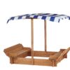 Kids Sandbox With Adjustable Cover, Sand Box With 2 Foldable Bench Seats, Outdoor Sandpit For Backyard Play - Light Brown - Image 13