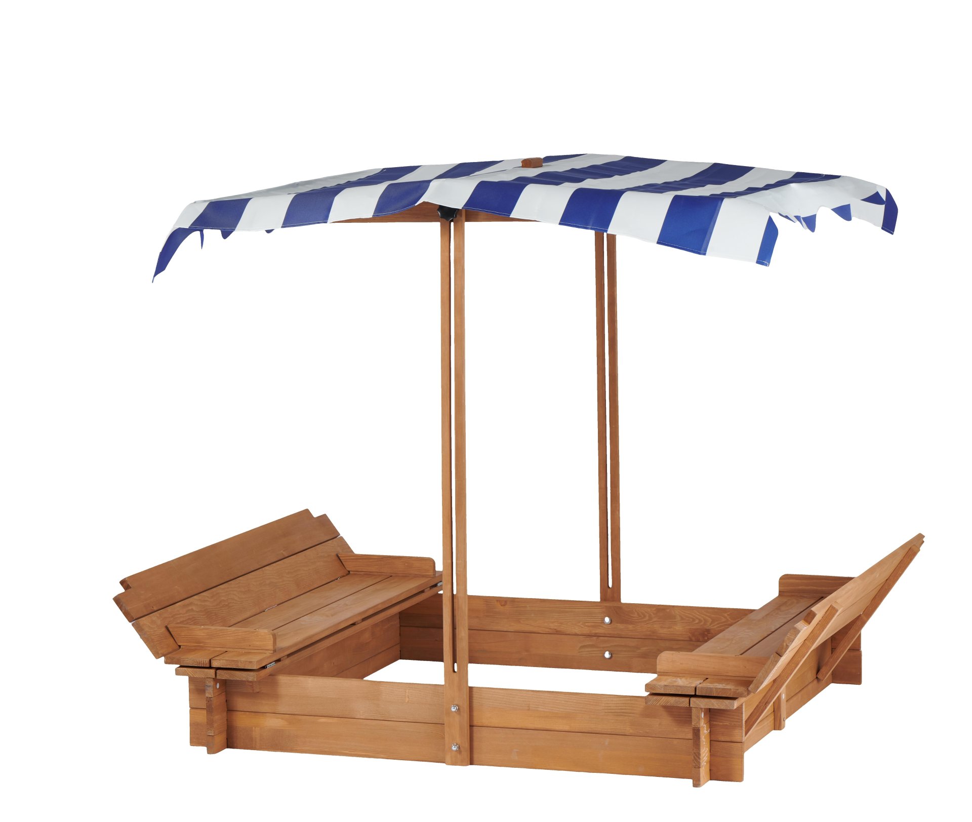 Kids Sandbox With Adjustable Cover, Sand Box With 2 Foldable Bench Seats, Outdoor Sandpit For Backyard Play - Light Brown - Image 13