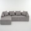 Compression Sofa: Combining Chaise Longue With 3 Seater, Corduroy Fabric, Full Sponge Compression Sofa, Combined Sofa With 4 Pillows For Living / Home Furniture / Apartment - Light Gray - Image 21