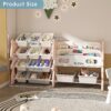 Kids Toy Storage Organizer With 2 Tier Bookshelf And 12 Toy Bins - Pink - Image 8