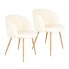 Adjust Legs Upholstered Teddy Faux Fur Dining Armrest Chair (Set of 2) - Off White - Image 10